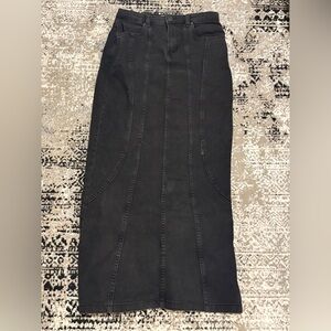 Cotton On Dark Grey Panel Flare Denim Maxi Skirt